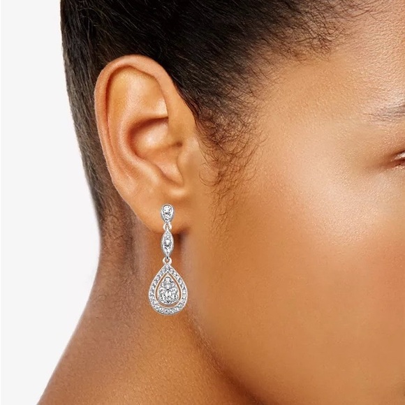 Eliot Danori Silver-tone Raindrop Crystal Earrings - Picture 7 of 10